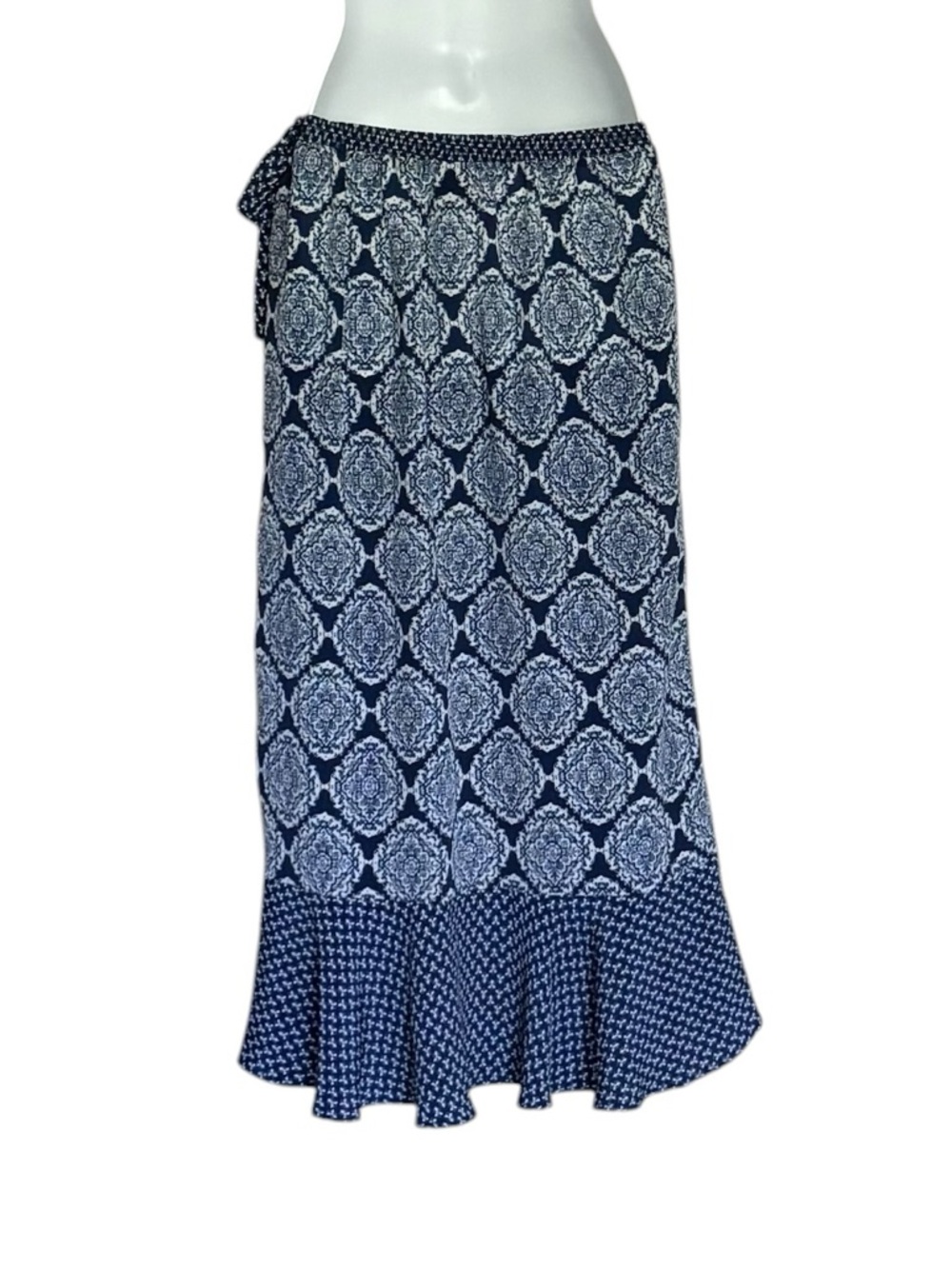 Knox Rose Navy and White Patterned Maxi Skirt Size Medium - Picture 3 of 6